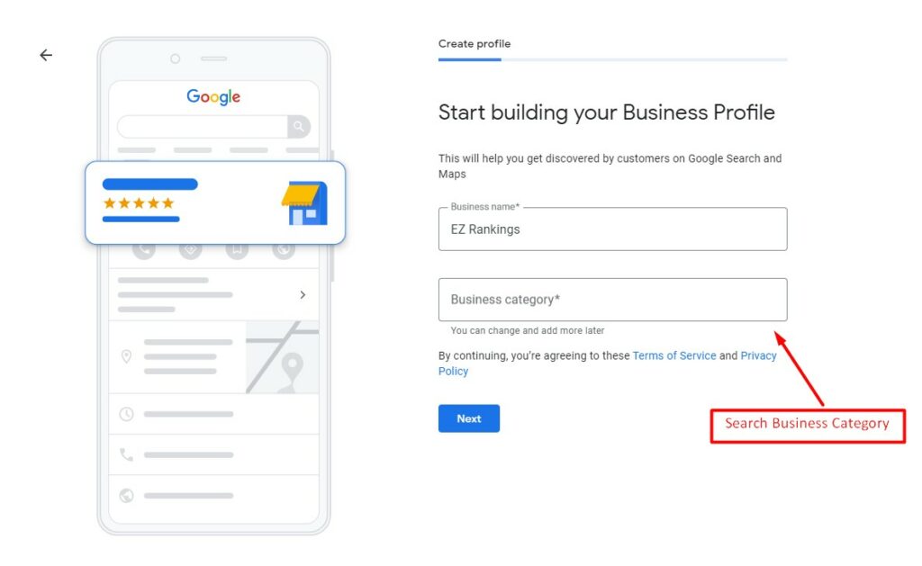 Add your Business Category
