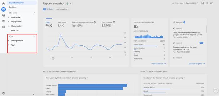 User Lifetime Report GA 4